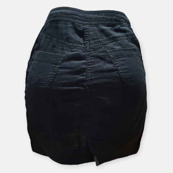 100% Linen Cotton button Down Cinched Skirt - Picture 9 of 10